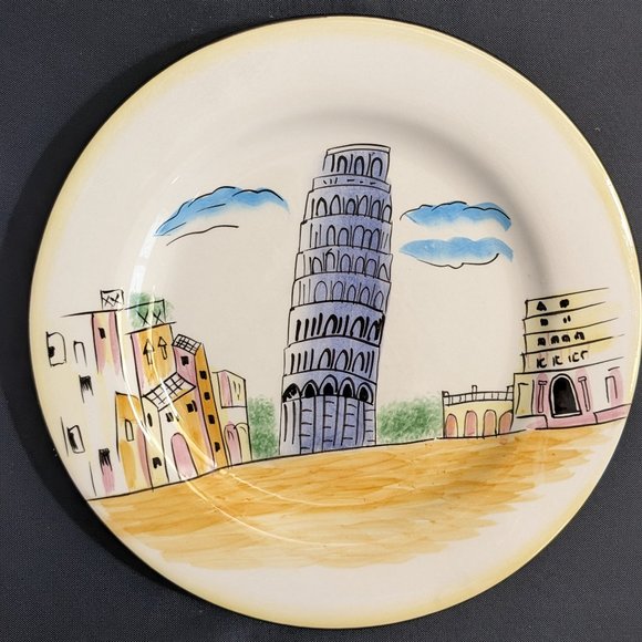 Vtg  8" Oneida Festa Italia Cheese/Salad/Dessert/Appetizers Venice Rome Pair - Picture 2 of 16